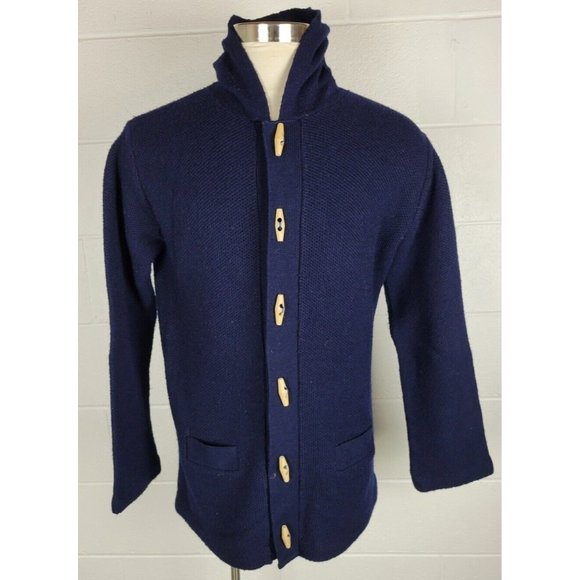 JC Penney Sweaters Vtg Jc Penney Mens Toggle Button Hooded Cardigan
